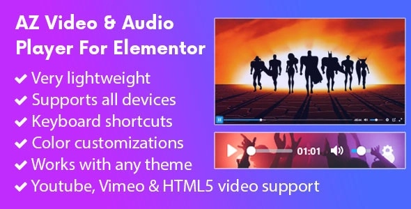 AZ Video and Audio Player Addon for Elementor 2.0.0 GPL Plugins