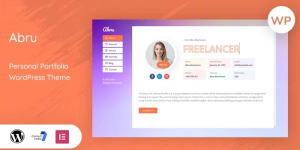 Abru Personal and Portfolio WordPress Theme 1.1 GPL Theme