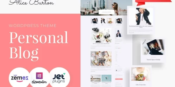 AliceBurton Personal Blog WordPress Elementor Theme WordPress Theme 1.0.1 GPL Theme