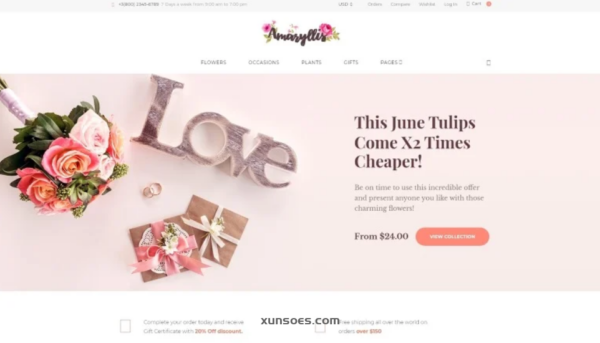 Amaryllis Flower Shop WooCommerce Theme 1.0.0 GPL Theme