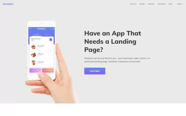Amazinx Mobile App Responsive One Page WordPress Theme 1.0.0 GPL Theme