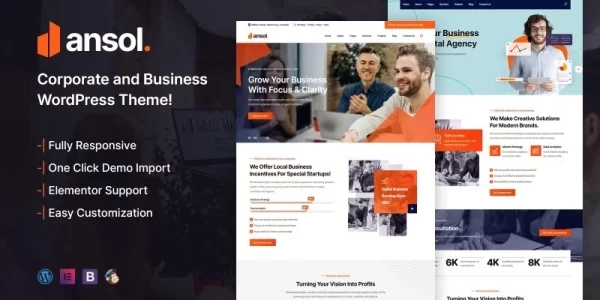 Ansol Corporate and Business WordPress Theme 1.0.0 GPL Theme