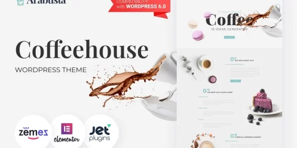 Arabusta Coffeehouse WordPress Elementor Theme WordPress Theme 1.0.2 GPL Theme