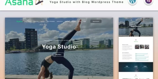 Asana Yoga Studio Landing page with Blog WordPress Theme 2.1 GPL Theme