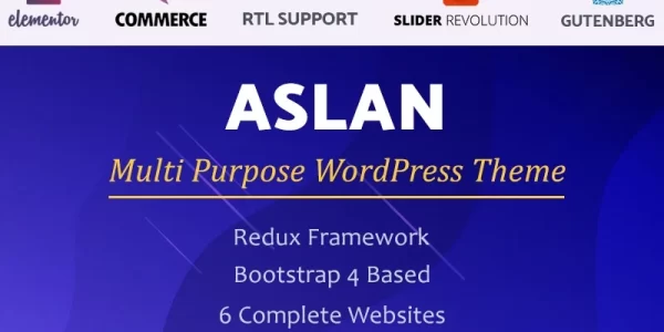 Aslan | Multi-Purpose Elementor WordPress Theme 1.1 GPL Theme