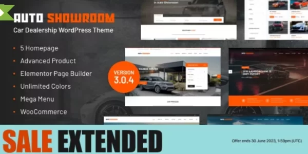 Auto Showroom Car Dealership WordPress Theme 2.1 GPL Theme