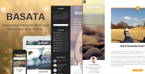 Basata Retina Responsive WordPress Blog Theme 1.3.3 GPL Theme