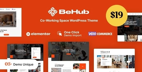 BeHub | Coworking Space WordPress Theme 1.0.0 GPL Theme