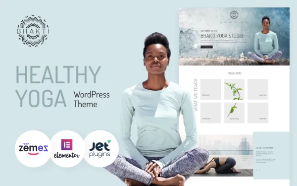 Bhakti Multifunctional And Healthy Yoga Theme WordPress Template WordPress Theme 1.0.0 GPL Theme