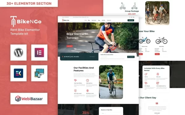 Bikengo Bike Rental and Shop WordPress Theme 1.0 GPL Theme
