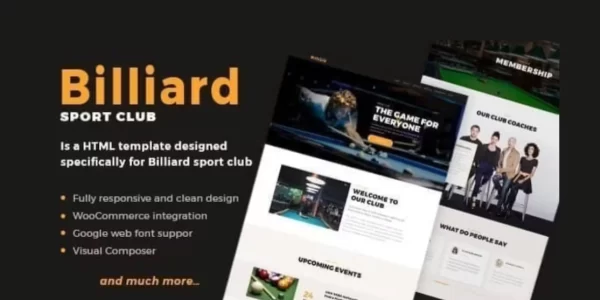 Billiard Creative Sporting WordPress Theme 1.1.7 GPL Theme