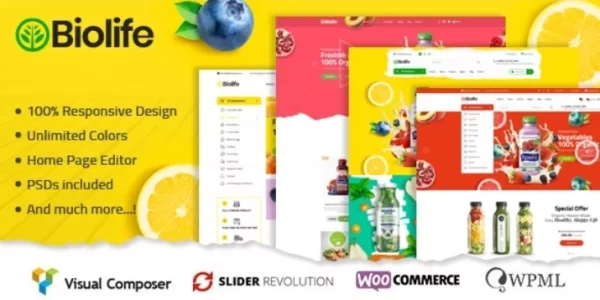 Biolife Organic Food WordPress Theme ( RTL Supported ) 3.0.3 GPL Theme