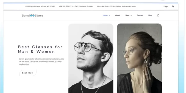 Bond Store Eye Glasses Multipurpose Shop WooCommerce WordPress Theme 1.0 GPL Theme