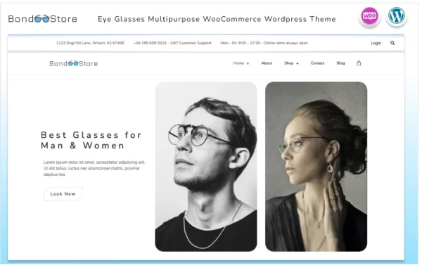 Bond Store Eye Glasses Multipurpose Shop WooCommerce WordPress Theme 1.0 GPL Theme