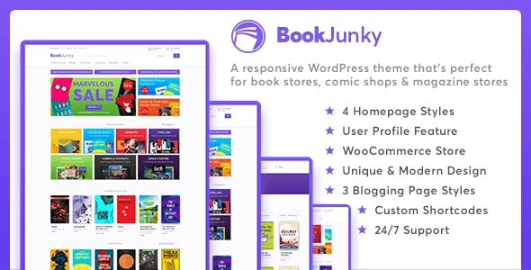 BookJunky WooCommerce Book Store for WordPress 1.0.6 GPL Theme