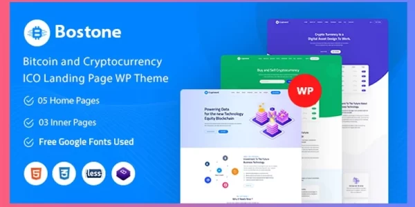 Bostone Bitcoin Cryptocurrency ICO Landing Page WordPress Theme 1.0.0 GPL Theme