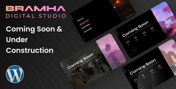 Bramha Coming Soon Under Construction WordPress Theme 1.0.0 GPL Theme