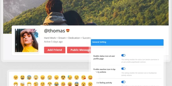 BuddyPress Reactions and Status 2.5.2 GPL Plugins