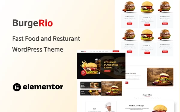 Burger Fast Food and Restaurant One Page WordPress Theme 1.0.0 GPL Theme
