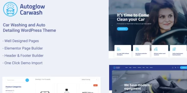 Car Wash Service WordPress Theme Autoglow 1.0.5 GPL Theme