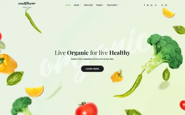 Cauliflower Organic Food Blog WordPress Elementor Theme WordPress Theme 1.0.0 GPL Theme