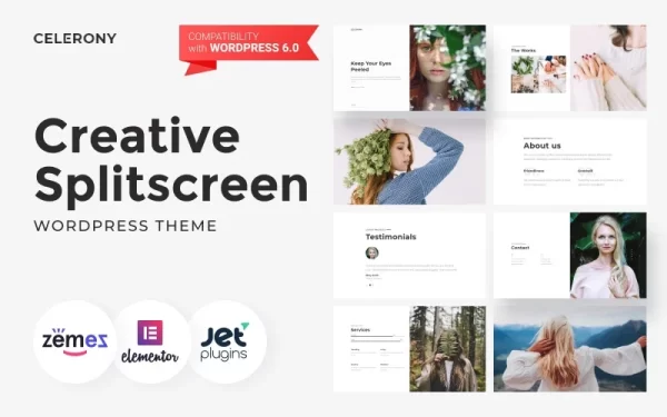 Celerony Creative Splitscreen WordPress Elementor Theme WordPress Theme 1.0.1 GPL Theme