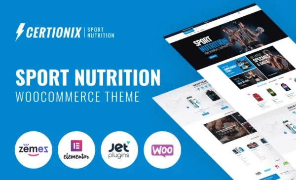 Certionix Sport Nutrition Website Template with Woocommerce and Elementor WooCommerce Theme 1.0.0 GPL Theme
