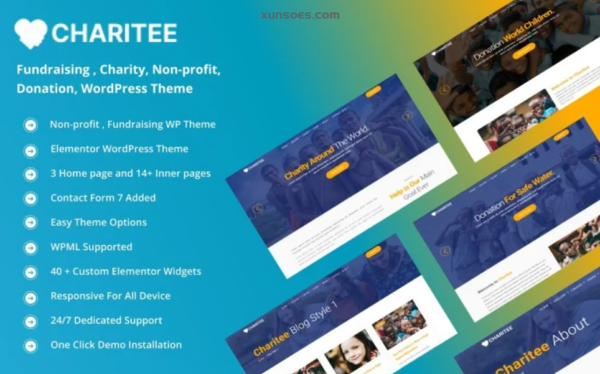 Charitee – Non-Profit Fundraising Donation WordPress theme. 1.0.0 GPL Theme