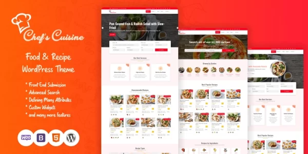Chef’s Cuisine Responsive Recipe WordPress Theme 1.0.0 GPL Theme