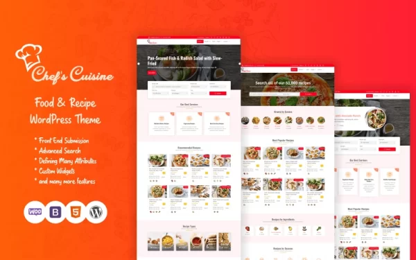Chef’s Cuisine Responsive Recipe WordPress Theme 1.0.0 GPL Theme