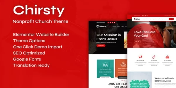 Chirsty Multipurpose Nonprofit Church WordPress Theme 1.0.0 GPL Theme