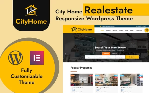 CityHome Real Estate WordPress Theme WordPress Theme 1.0.0 GPL Theme