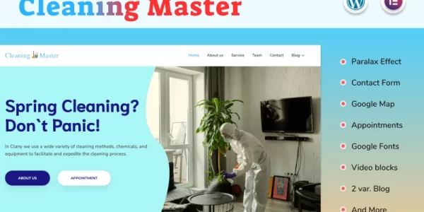 Cleaning Master Website With Blog Elementor WordPress Theme WordPress Theme 2.1 GPL Theme