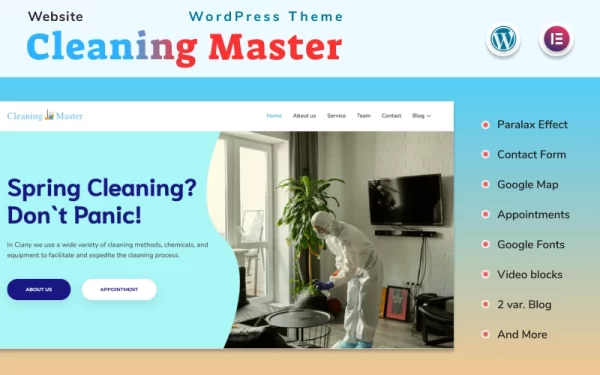 Cleaning Master Website With Blog Elementor WordPress Theme WordPress Theme 2.1 GPL Theme