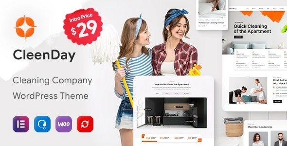 CleenDay Cleaning Company WordPress Theme 1.0.4 GPL Theme