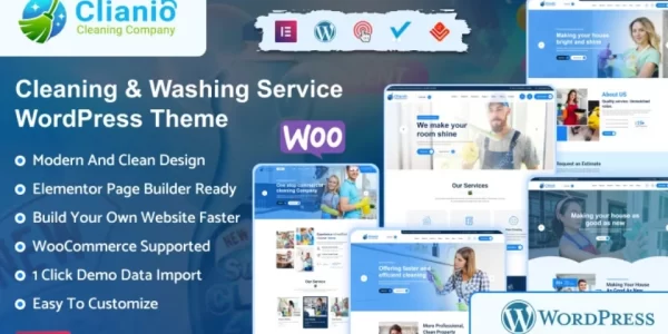 Clianio Cleaning Services WordPress Theme 1.0 GPL Theme