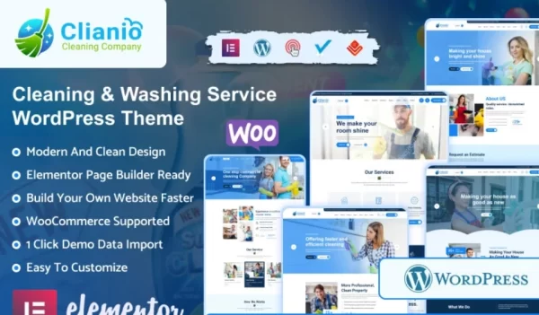 Clianio Cleaning Services WordPress Theme 1.0 GPL Theme