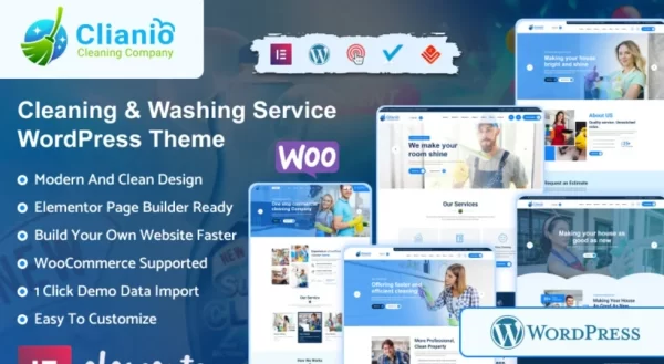 Clianio – Cleaning Services WordPress Theme 1.0.0 GPL Theme