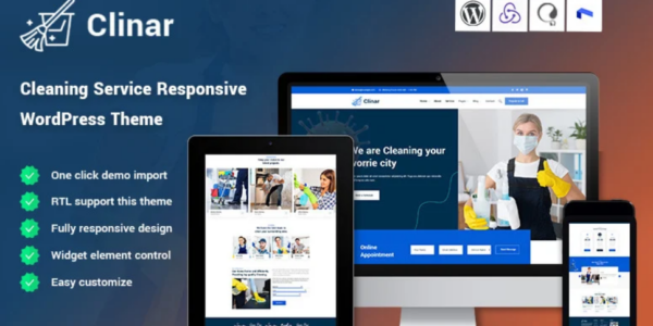 Clinar – Maintenance and Cleaning Service Responsive WordPress Theme 1.0.1 GPL Theme