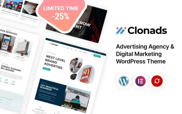 Clonads Advertising Agency Digital Marketing WordPress Theme 1.0.0 GPL Theme