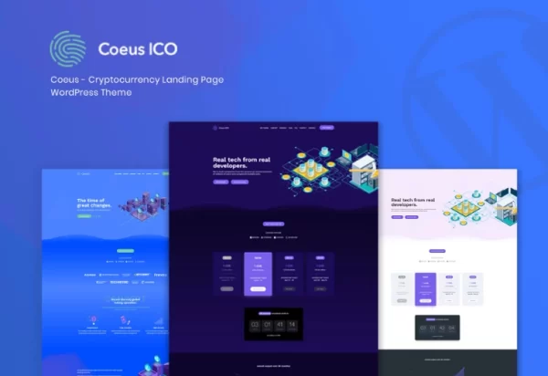 Coeus Cryptocurrency Landing Page WordPress Them 1.1.5 GPL Theme