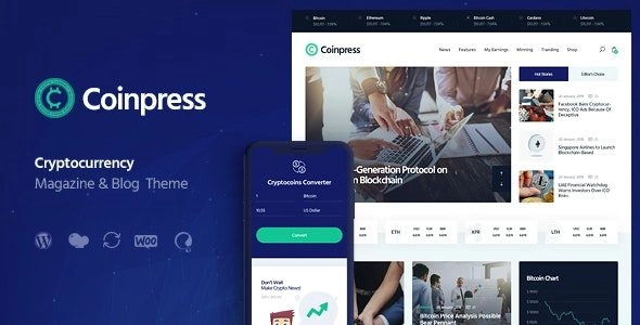 Coinpress | ICO Cryptocurrency Magazine Blog Theme 1.0.8 GPL Theme