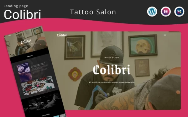 Colibri Tattoo Salon Landing page Elementor WordPress Theme 1.1 GPL Theme