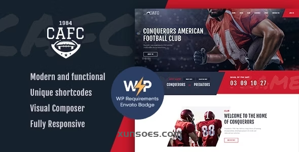 Conquerors | American Football NFL WordPress Theme 1.2.13 GPL Theme