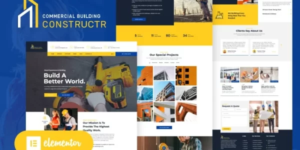 Constructr Construction Industry WordPress Elementor Theme WordPress Theme 1.1 GPL Theme