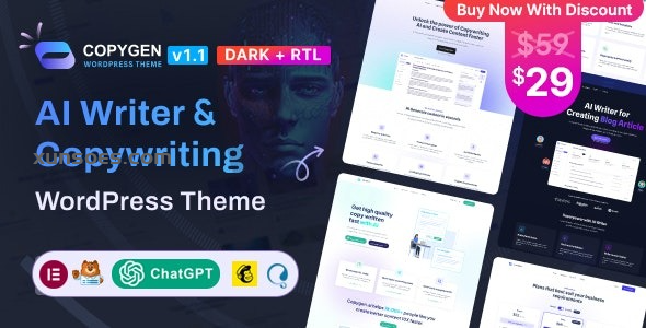 CopyGen AI Writer Copywriting Landing Page WordPress Theme 1.2.3 GPL Theme