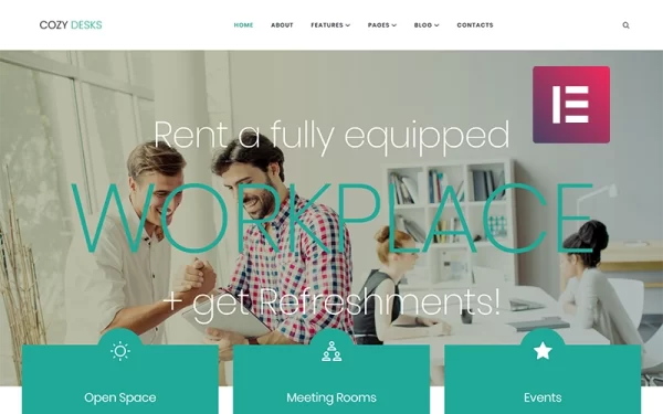 Cozy Desks Coworking WordPress Elementor Theme WordPress Theme 1.0.0 GPL Theme