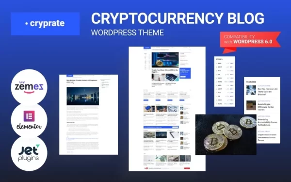 Cryprate Cryptocurrency Blog WordPress Elementor Theme WordPress Theme 1.0.1 GPL Theme