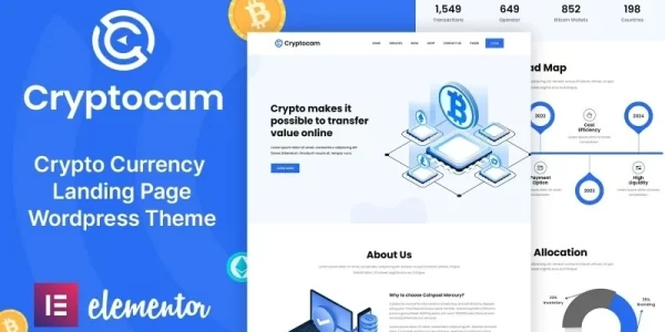CryptoCam Crypto Currency Finance WordPress Theme 1.0.0 GPL Theme