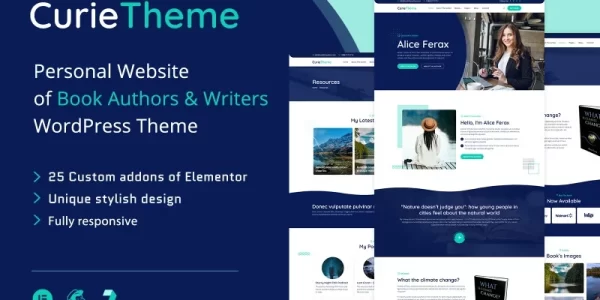 Curie – WordPress Theme For Authors And Writers 1.0 GPL Theme